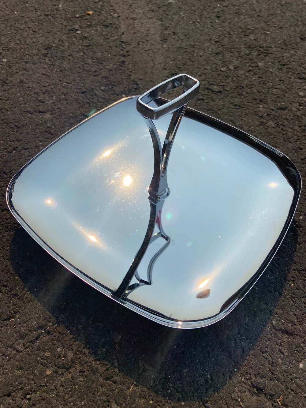 Vintage Chrome Melbern Serving Tray with Carrying Handle